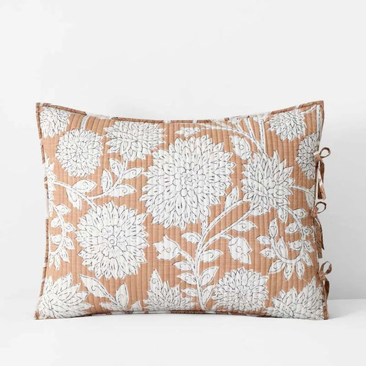 Feliciana Chrysanthemum Reversible Quilted Sham - Clay, Standard