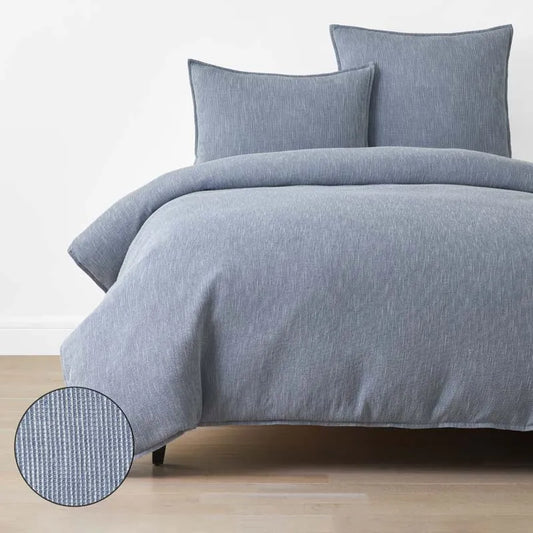 Mini Waffle Duvet Cover - Denim Blue, Twin/Twin XL