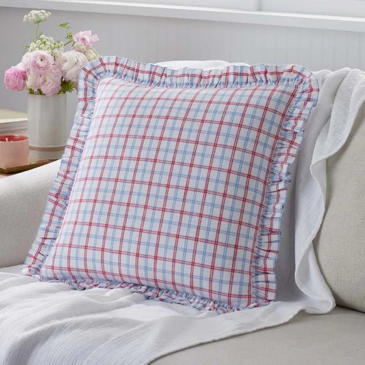 Classic Plaids Yarn-Dyed Cotton Decorative Square Pillow Cover - Graph Plaid