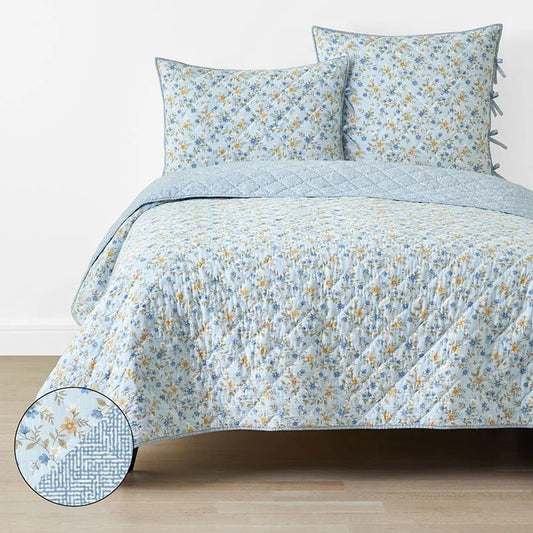 Garden Mist Reversible Quilt - Blue Multi, Twin/Twin XL