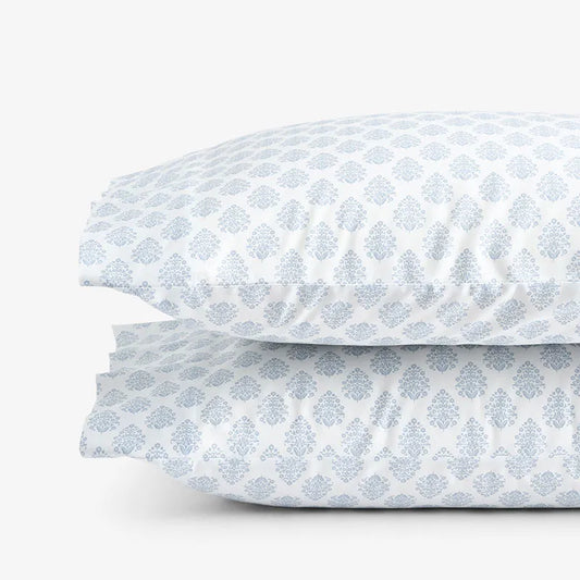Butti Bouquet Classic Smooth Sateen Pillowcase Set - Dusty Blue, Standard