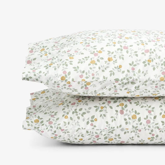 Lucenda Classic Cool Cotton Percale Pillowcase Set - Scattered Flowers, Standard