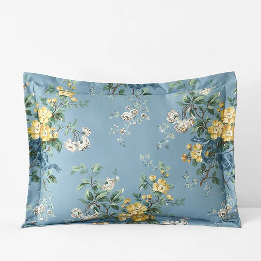 Garden Burst Premium Smooth Wrinkle-Free Sateen Reversible Sham - Slate Blue, Standard