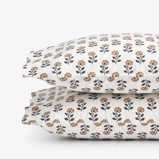 Nora Classic Cool Cotton Percale Pillowcase Set - Flower, Standard