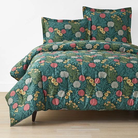 Zinnia Floral Classic Smooth Sateen Comforter - Deep Teal, Twin/Twin XL