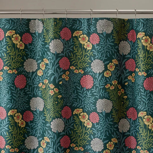 Zinnia Floral Classic Smooth Sateen Shower Curtain - Deep Teal