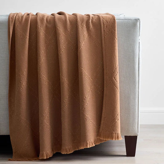 Woven Lattice Throw - Clay