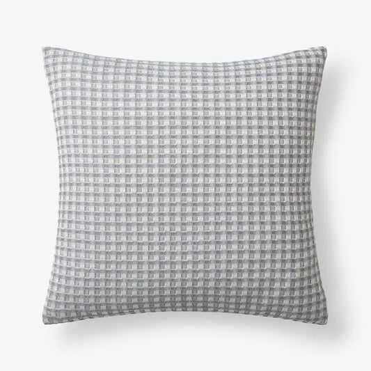 Checkered Fringe Decorative Square Pillow Cover - Blue, 20 in. x 20 in.