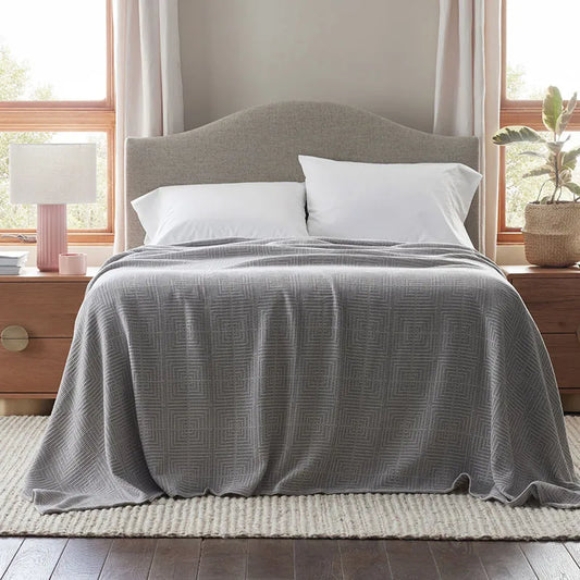 Square Maze Blanket - Blue Stone, Twin/Twin XL