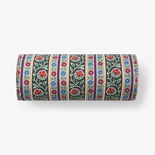 Nora Floral Stripe Decorative Bolster Pillow Cover - Multi, 8 in. x 20 in.