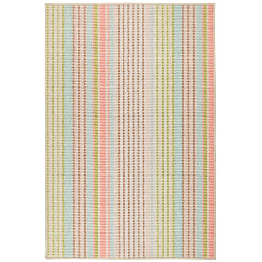 Ana Ticking Washable Rug - Aqua, 3' x 5'