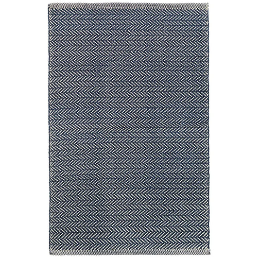 Herringbone Handwoven Cotton Rug - Navy, 3' x 5'