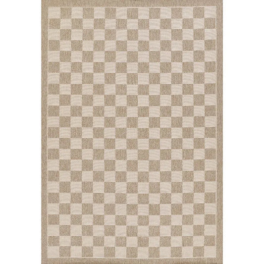 Checkered Outdoor Rug - Gray, 8' x 10'