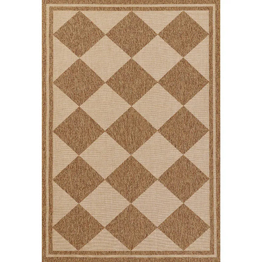 Diamond Checkered Outdoor Rug - Natural, 3' x 5'