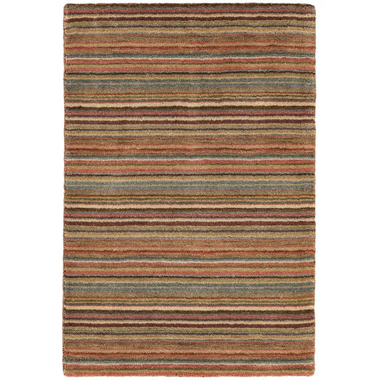Brindle Stripe Spice Hand Knotted Wool Rug - Spice, 2' x 3'