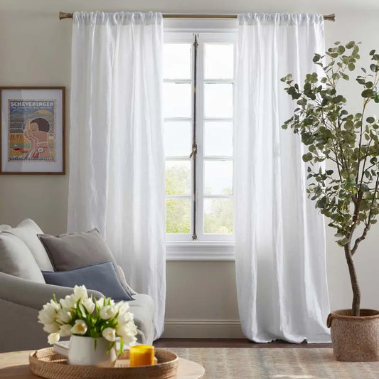 Linen Window Curtain - White, 96 in.