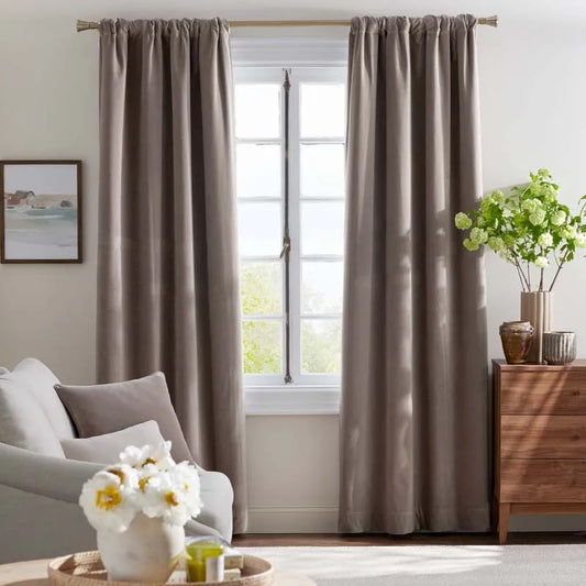 Velvet Blackout Window Curtain - Taupe, 96 in.