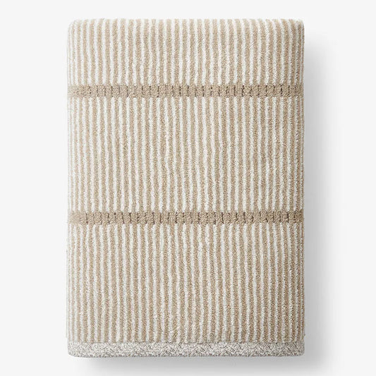 Narrow Stripe Reversible Cotton Bath Sheet - Taupe