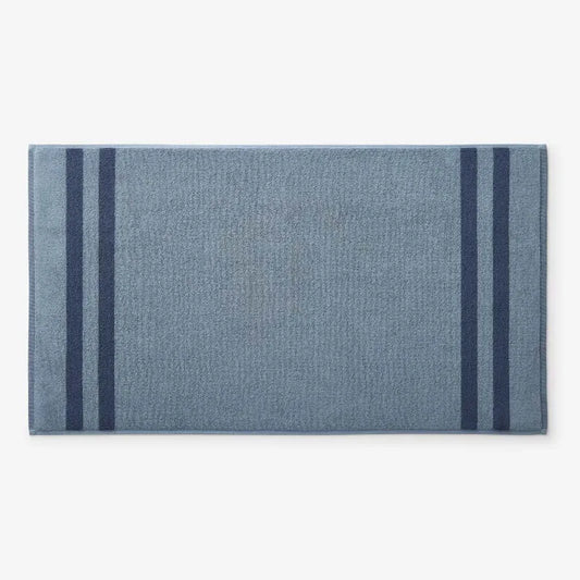 Mirage Aegean Cotton Reversible Stripe Bath Mat - Smoky Blue, 20 in. x 36 in.