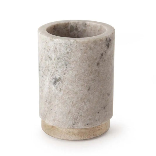 Marble & Mango Wood Tumbler - Beige