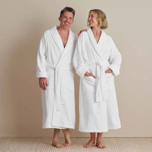 Velour Terry Unisex Robe - White, XXL