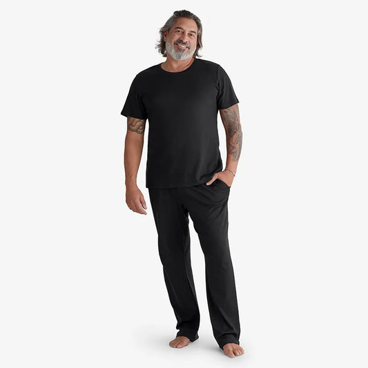 Pima Cotton Mens Pajama Set - Black, S