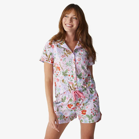 Poplin Women's Shorts Set - Strawberry Fields, XS