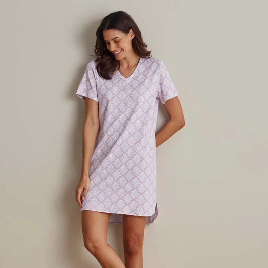 Printed Pima Cotton Women's Nightgown - Lisbon Mauve, S