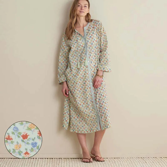 Printed Voile Women's Caftan - Meadow Song, XS
