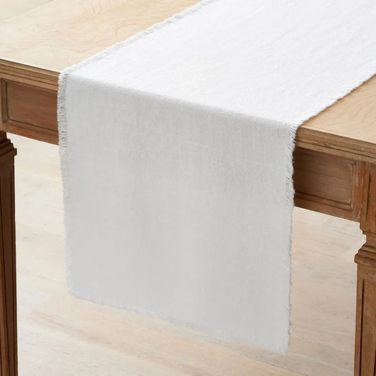 Solid Fringe Table Runner - White, 16 in. x 108 in.