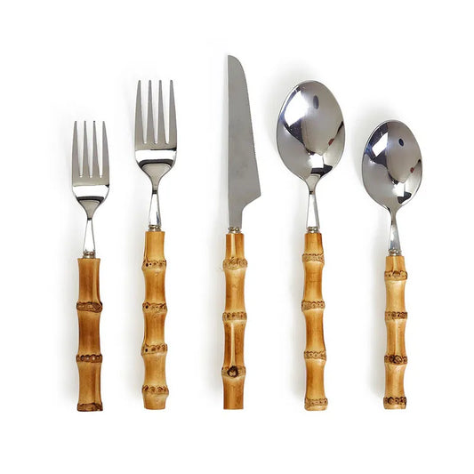 Natural Bamboo Flatware 20 pc Set - Natural, OS