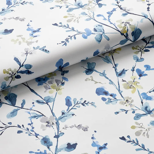 Emily Removable Wallpaper - White/Blue, Roll