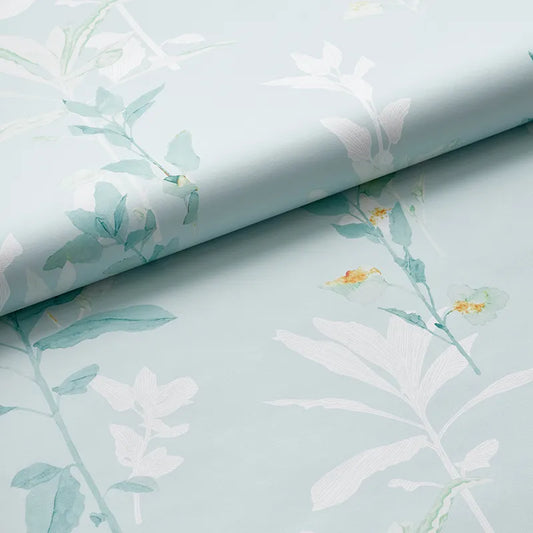 Aqua Leaf Silhouette Removable Wallpaper - Teal Blue, Roll