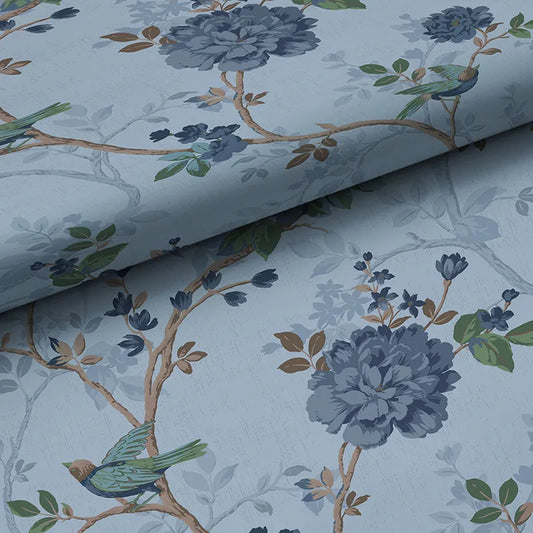 Traditional Bird Removable Wallpaper - Blue, Roll