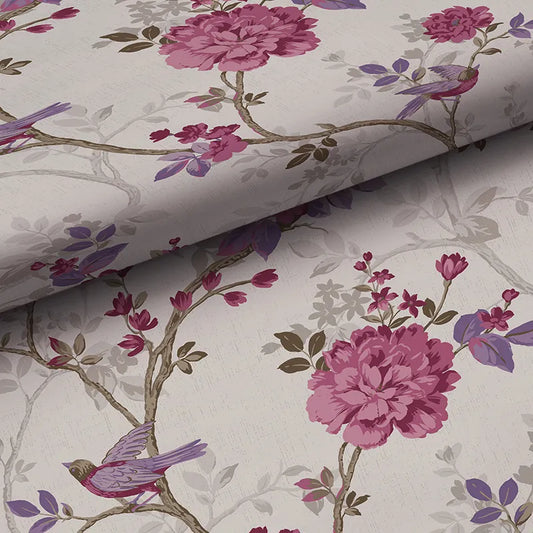 Traditional Bird Traditional Wallpaper - Purple,
