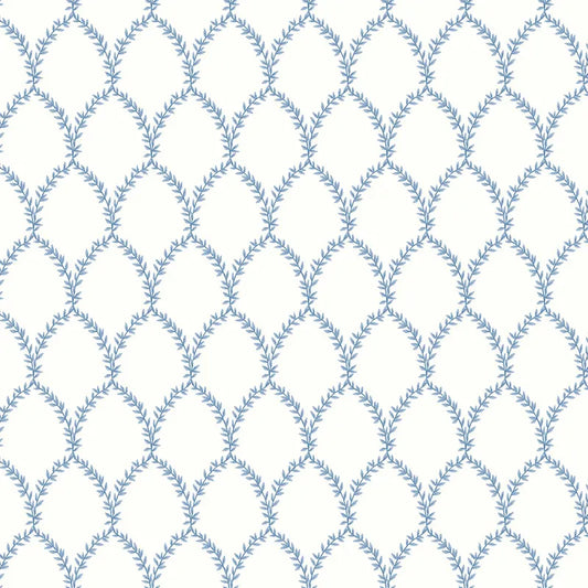 Laurel Traditional Wallpaper - Blue, Swatch