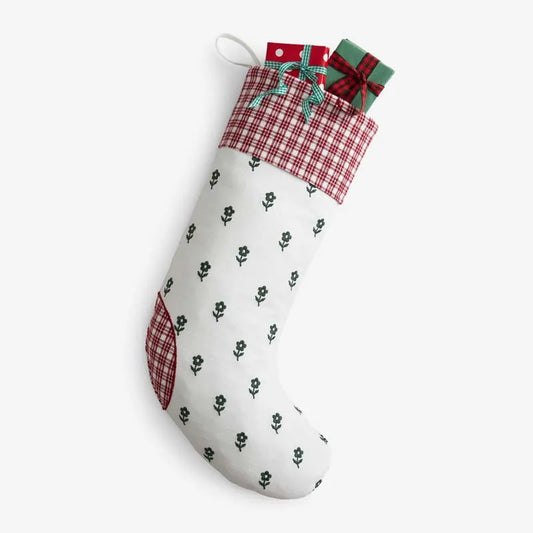 Flower Holiday Stocking - Green