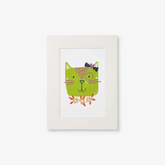 Stylish Cats Wall Art - Green