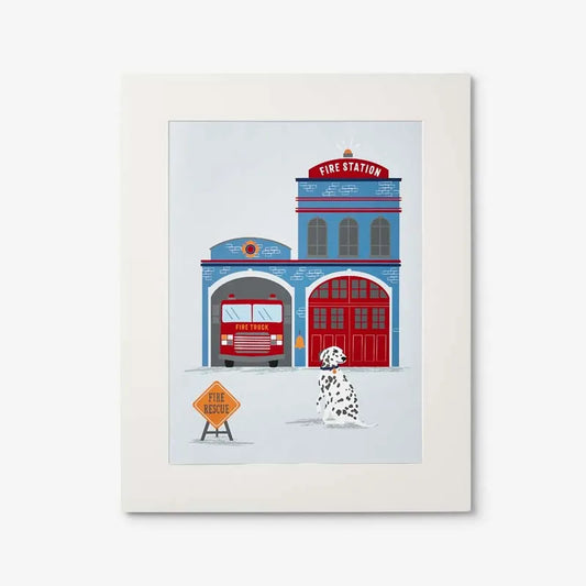 Fire Station Wall Art - Blue