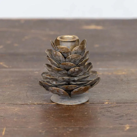 Bronze Pinecone Candlestick Holder - Bronze