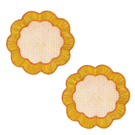 Handwoven Coro Cora Placemats, Set of 2 - Yellow