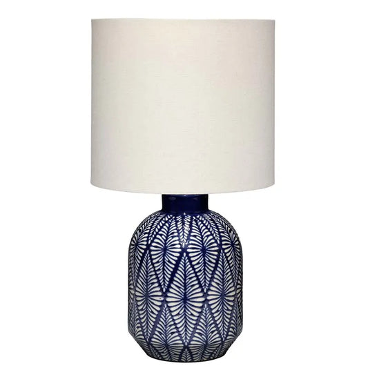 Handmade Ikat Ceramic Table Lamp - Blue