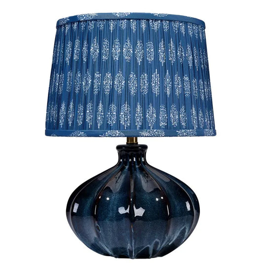 Reactive Glazed Ceramic Table Lamp - Blue