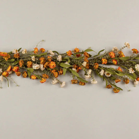 Cream & Orange Mini Daisy Garland - Beige Orange