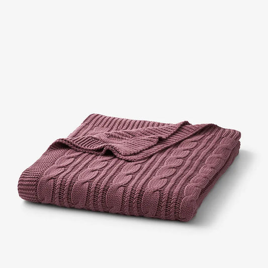 Chunky Cable Knit Throw - Rose