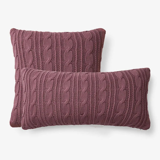 Chunky Cable Knit Decorative Pillow Cover - Rose