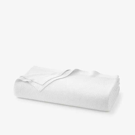 Classic All Season Breathable Cotton Knit Throw - White