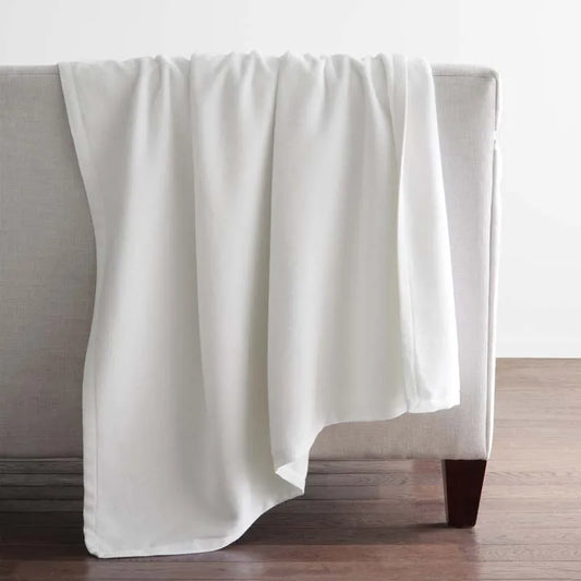 Cotton/Acrylic Fleece Throw - White