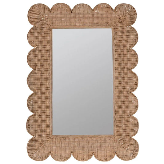 Scalloped Rattan Wall Mirror - Natural