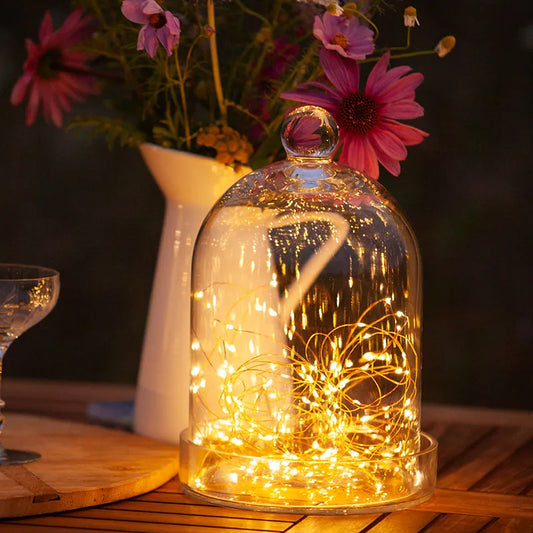 Solar LED String Lights - Clear, 33'